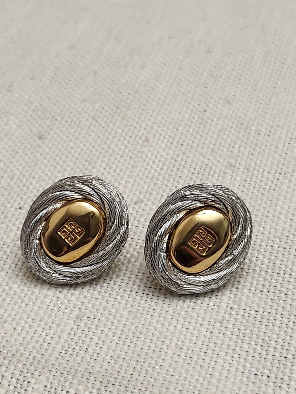Givenchy Two-Tone Gold & Silver Signature Earrings